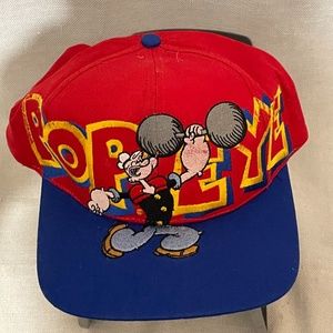 Popeye Snapback Flat Bill Red and Blue Hat